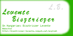 levente bisztriczer business card